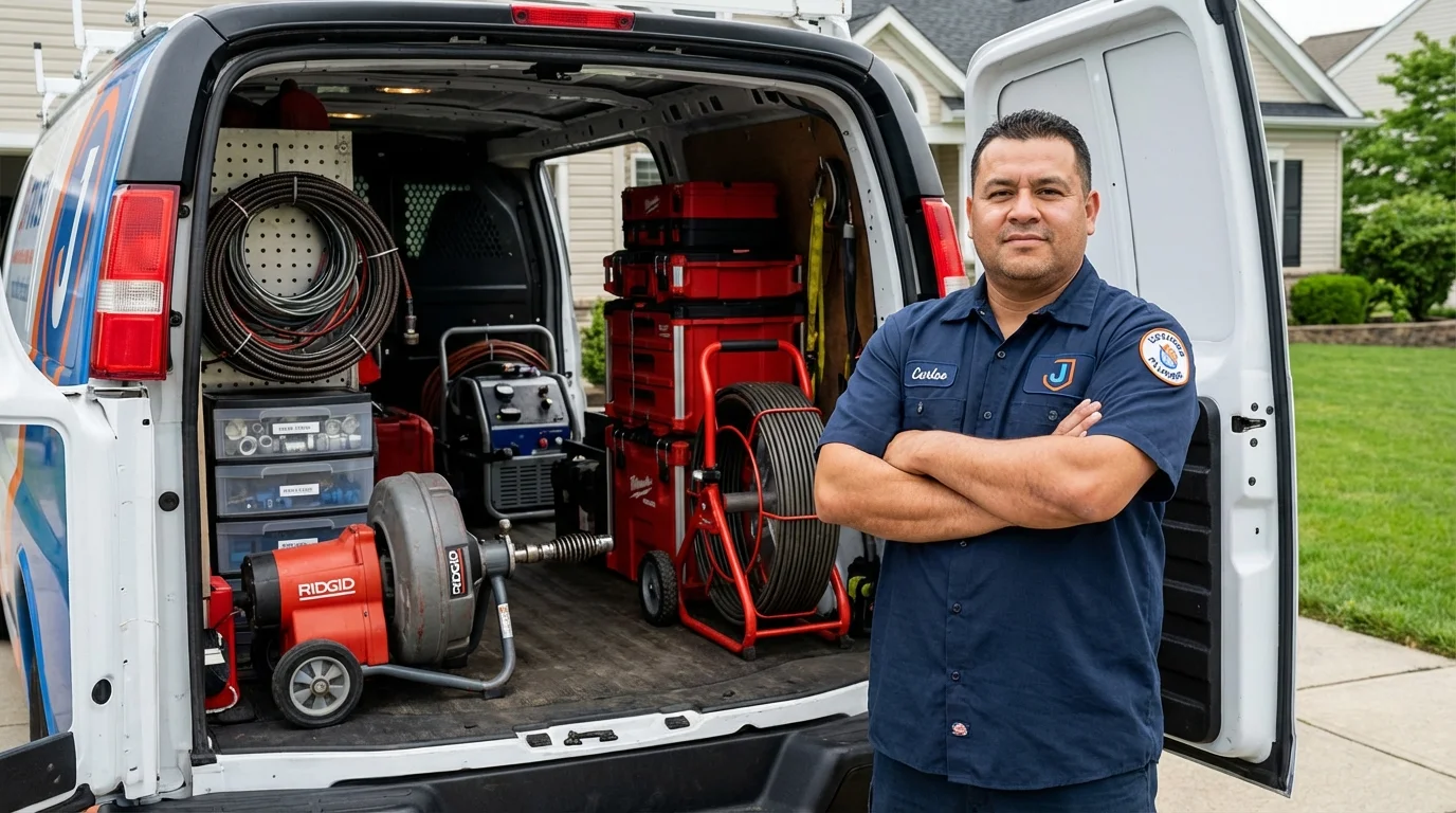 Professional drain cleaning equipment and Johns Plumbing LLC plumber in Hinesburg