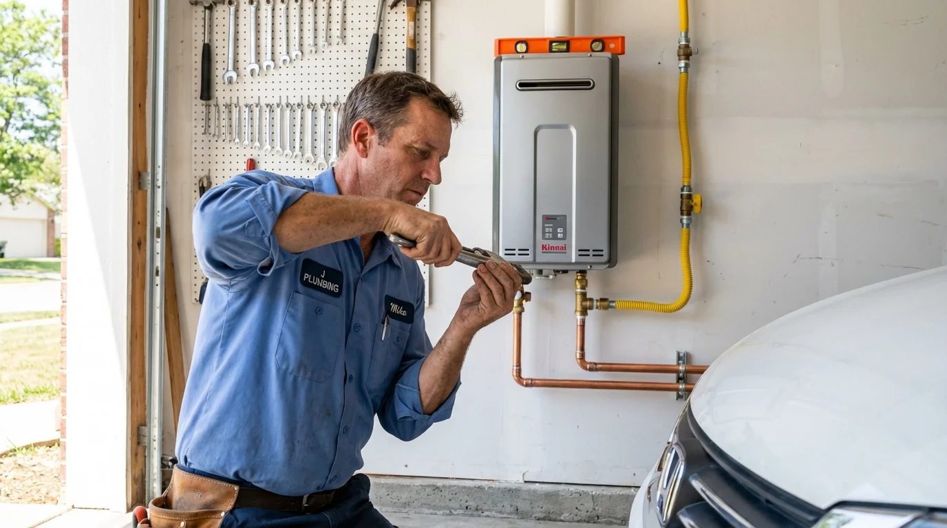 Tankless water heater installation by a Johns Plumbing LLC plumber in Hinesburg